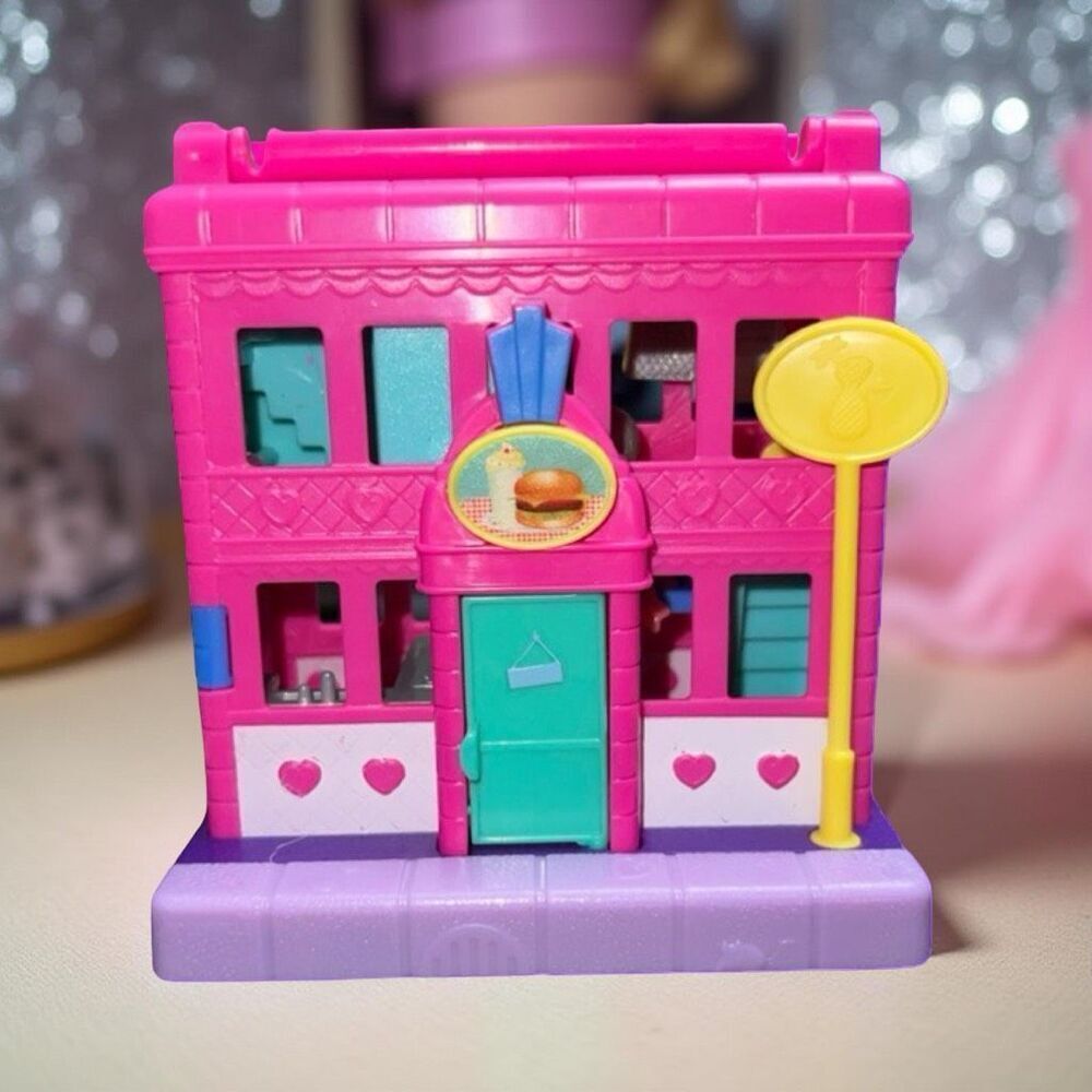 2018 Mattel Polly Pocket Collapsible Pollyville Diner Movable Parts B8